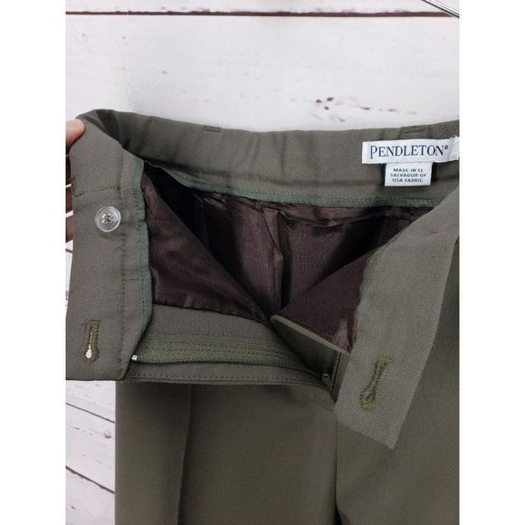 Pendleton Women's Wool Dress Pants Green Olive Size 10 High Rise Formal - Picture 5 of 7